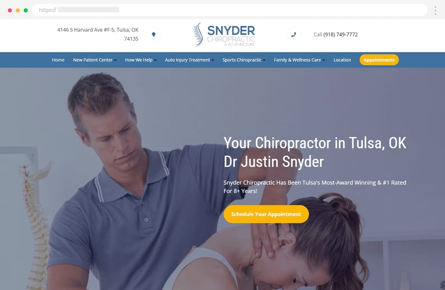 Modern Chiropractor Website Homepage